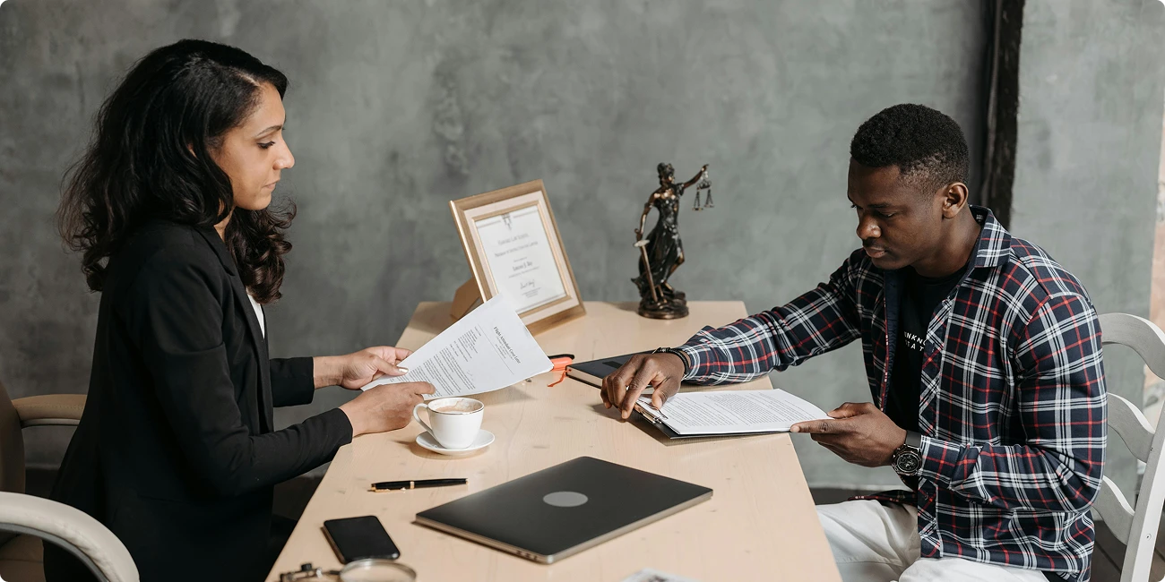 People reviewing a contract together
