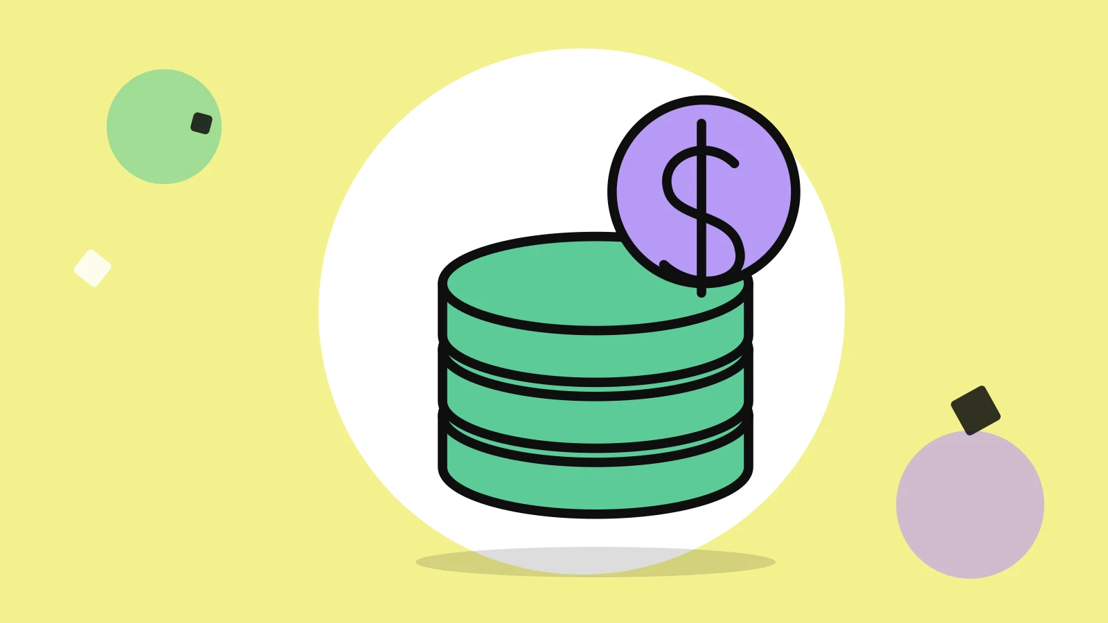 Illustration of a stack of coins with one coin leaning on it