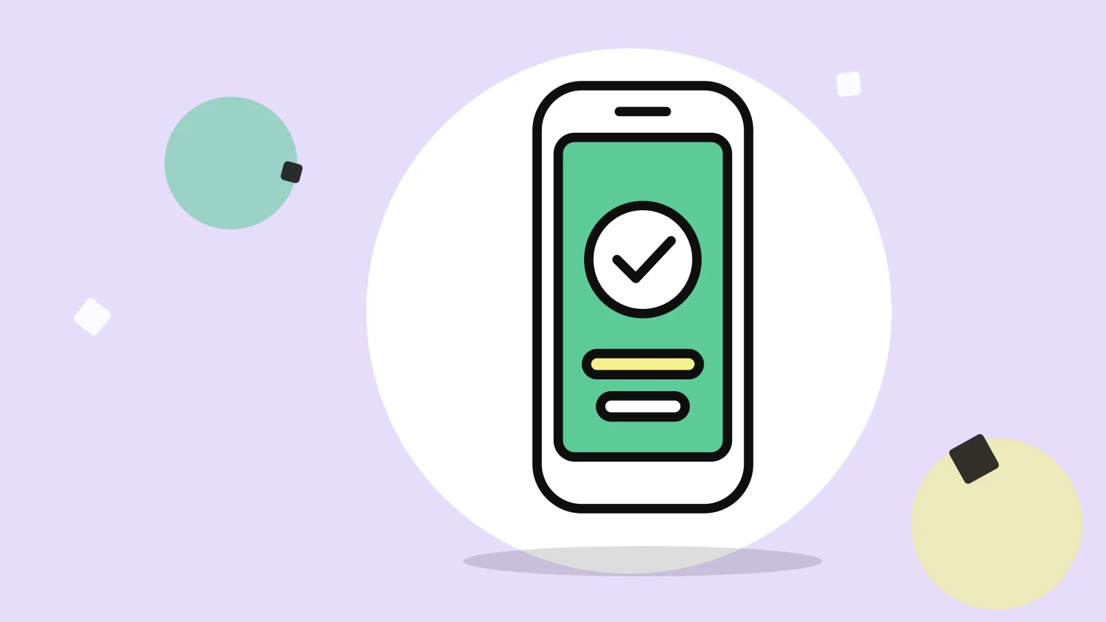 Illustration of a phone showing a green check mark