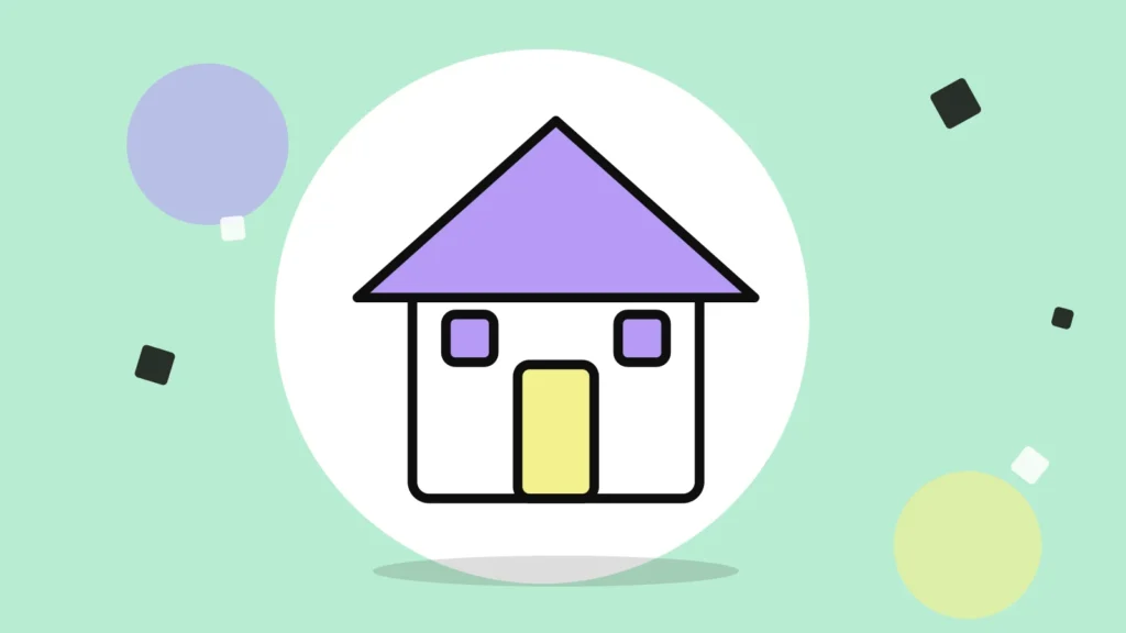 Illustration of a house with a yellow door